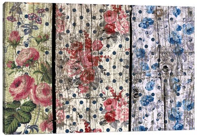 Floral Woodgrain Canvas Art Print - Textiles Collection