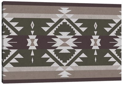 Grayscale Tribal Pattern Canvas Art Print - Textiles Collection