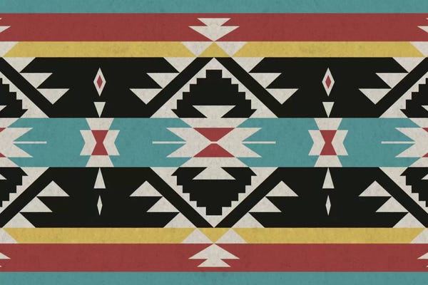 Native American Décor: Black, Red & Blue Tribal Pattern by 5by5collective