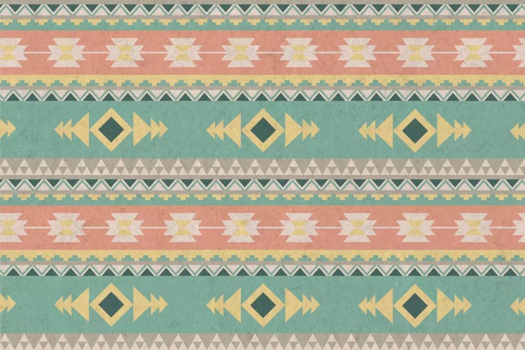 Blue & Orange Faded Tribal Pattern by 5by5collective wall art