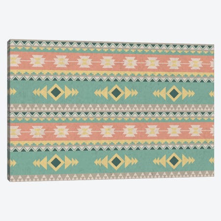 Blue & Orange Faded Tribal Pattern Canvas Print #TXT46} by 5by5collective Canvas Wall Art