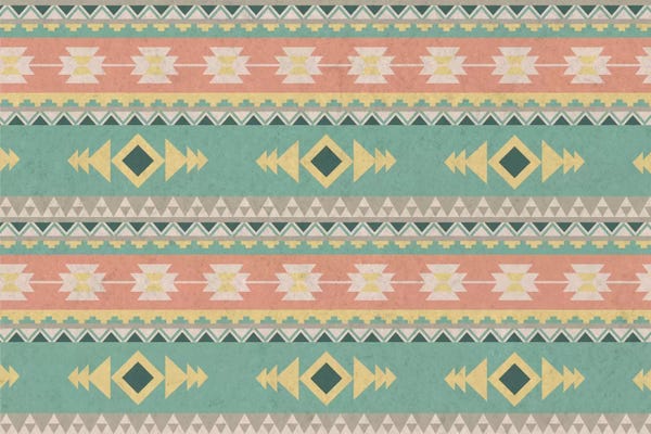 Blue & Orange Faded Tribal Pattern