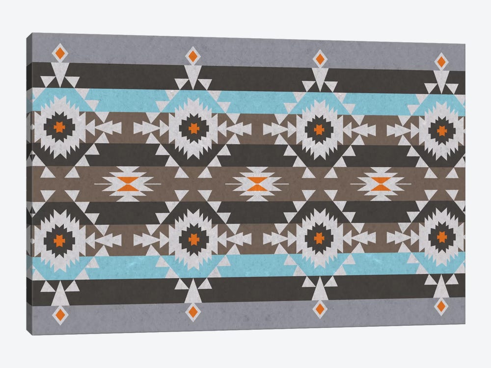 Blue & Gray Tribal Pattern Canvas Art Print | 5by5collective | iCanvas
