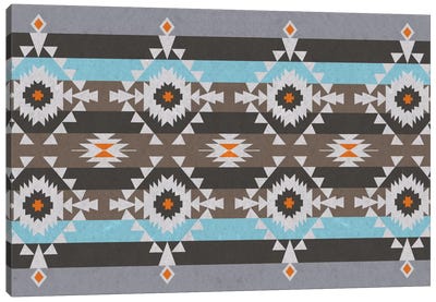Blue & Gray Tribal Pattern Canvas Art Print