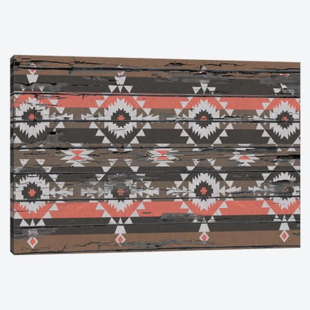 Black, Brown & Salmon Tribal Pattern on Wood Canvas Print #TXT50} by 5by5collective Canvas Art
