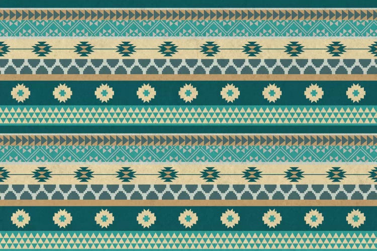 Ocean Blue Floral Tribal Pattern by 5by5collective wall art