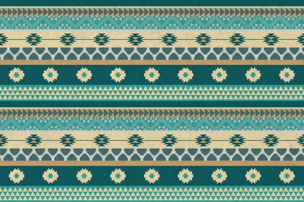 Ocean Blue Floral Tribal Pattern