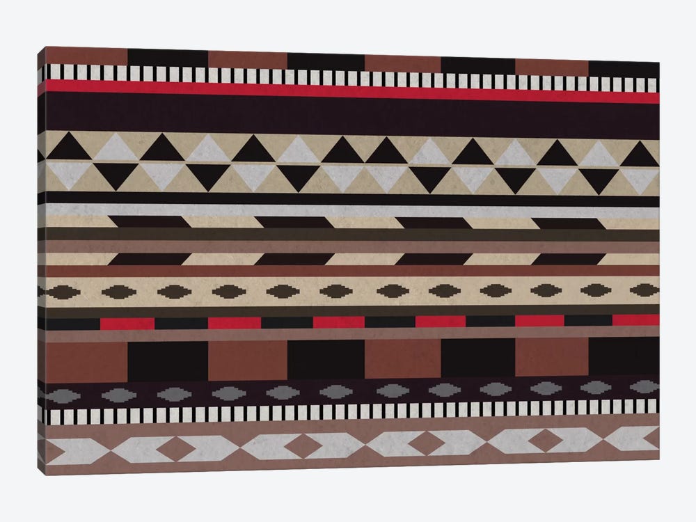 Black, Brown & Beige Tribal Pattern by 5by5collective 1-piece Canvas Art