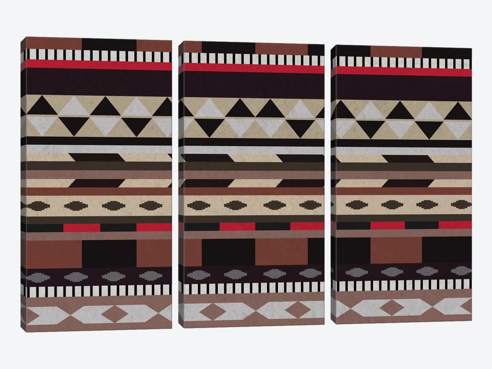 Black, Brown & Beige Tribal Pattern by 5by5collective 3-piece Canvas Art