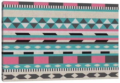 Bubble Gum Tribal Pattern Canvas Art Print - Textiles Collection