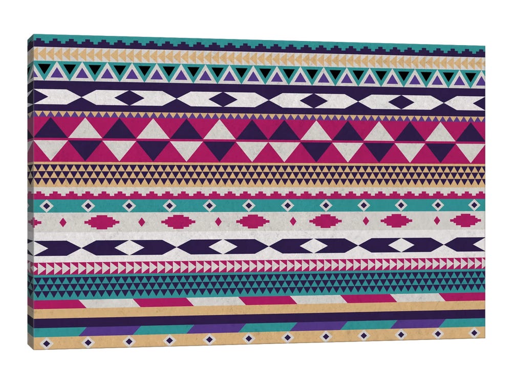 Purple, Magenta & Teal Tribal Patt - Canvas Art Print