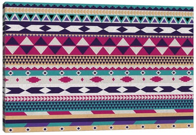 Purple, Magenta & Teal Tribal Pattern Canvas Art Print - Textiles Collection