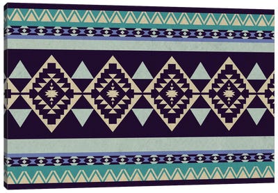 Deep Purple Tribal Pattern Canvas Art Print - Textiles Collection