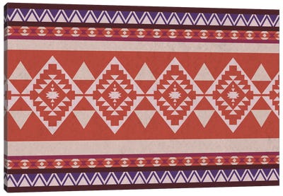 Salmon & Purple Tribal Pattern Canvas Art Print - Large Abstract Art