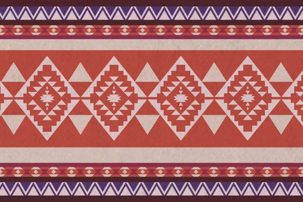 Textiles Collection: Salmon & Purple Tribal Pattern by 5by5collective