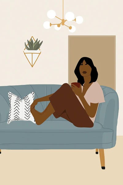 Black Girl On Couch by Tysee Ciage canvas print