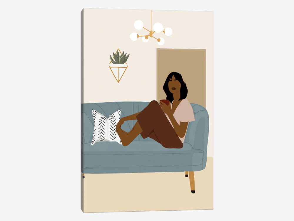 Black Girl On Couch by Tysee Ciage 1-piece Canvas Art Print