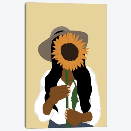 Woman Holding Sunflower Canvas Print #TYC116} by Tysee Ciage Canvas Wall Art