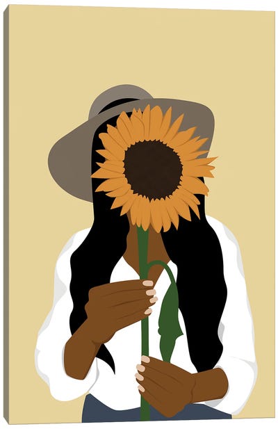 Woman Holding Sunflower Canvas Art Print - Tysee Ciage