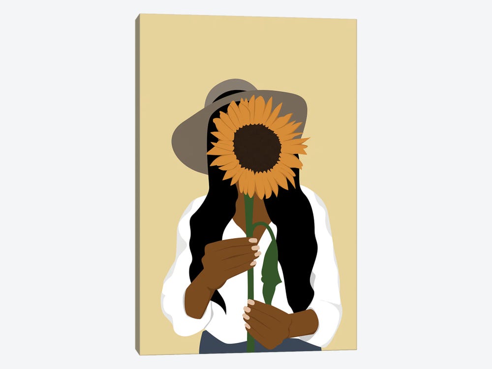 Woman Holding Sunflower by Tysee Ciage 1-piece Canvas Art Print
