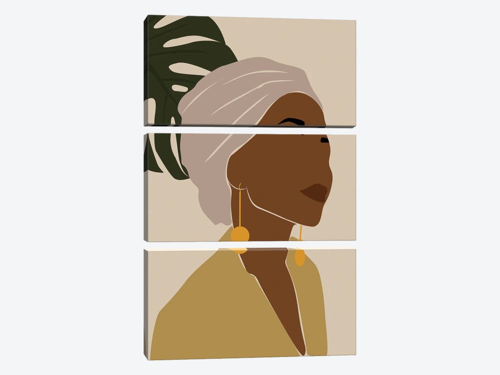 Abstract African Woman Art by Tysee Ciage 3-piece Canvas Wall Art