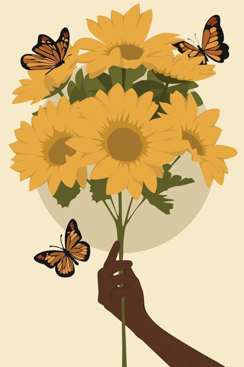Hand With Flower And Butterfly by Tysee Ciage wall art