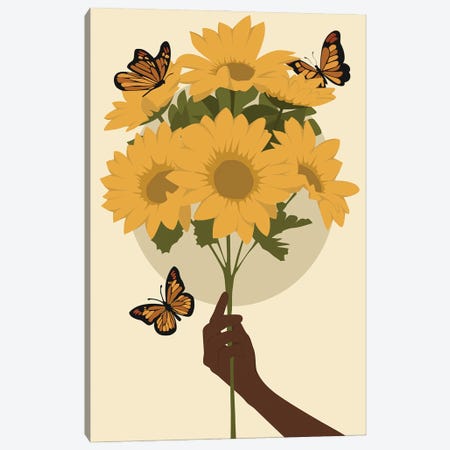 Hand With Flower And Butterfly Canvas Print #TYC119} by Tysee Ciage Canvas Print