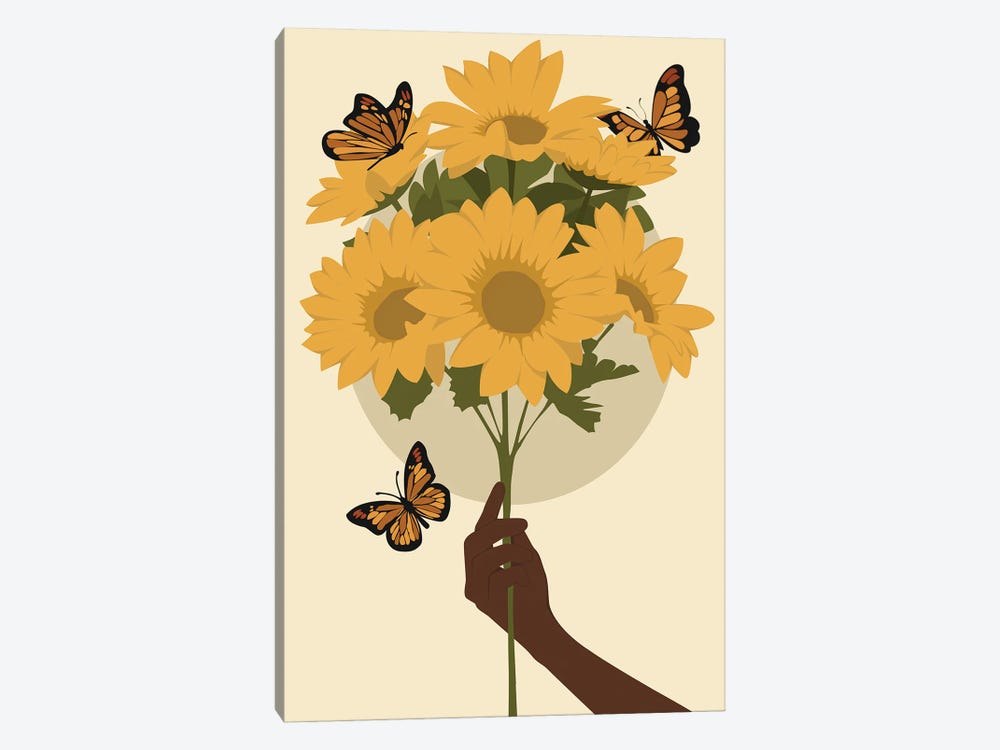 Hand With Flower And Butterfly by Tysee Ciage 1-piece Canvas Wall Art