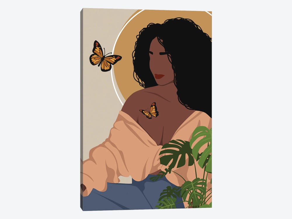 Butterfly Afro Girl by Tysee Ciage 1-piece Canvas Artwork