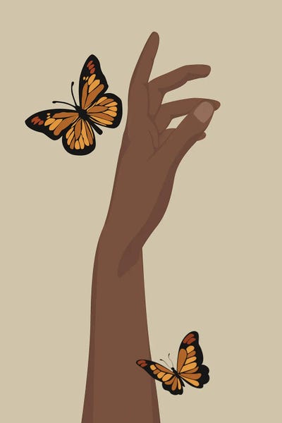 Boho Hand Butterfly by Tysee Ciage framed wall art