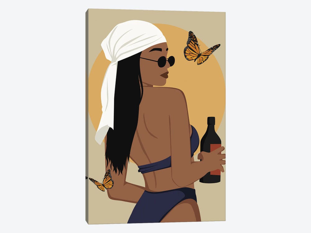 Girl In Bikini With Butterfly by Tysee Ciage 1-piece Canvas Art