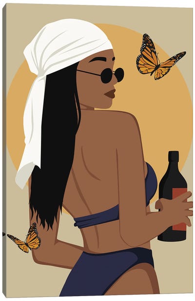 Girl In Bikini With Butterfly Canvas Art Print - Tysee Ciage