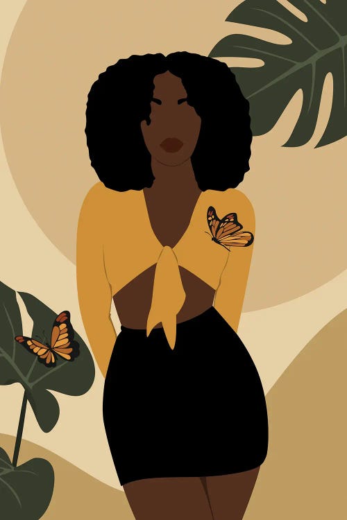 Afro Girl Butterfly