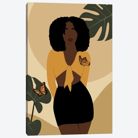 Afro Girl Butterfly Canvas Print #TYC123} by Tysee Ciage Canvas Artwork