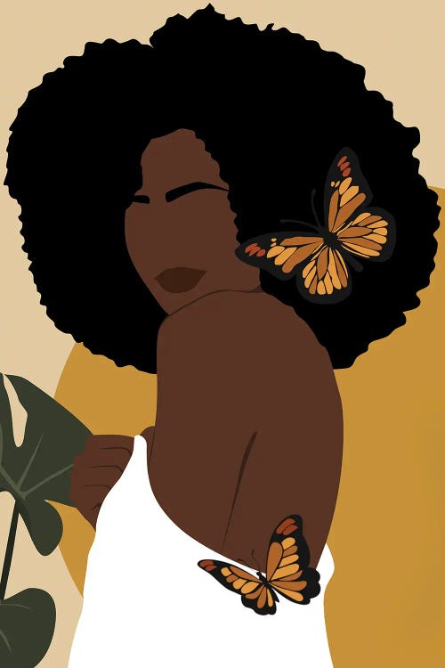 Abstract Afro Girl Butterfly