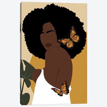 Abstract Afro Girl Butterfly Canvas Print #TYC124} by Tysee Ciage Canvas Print