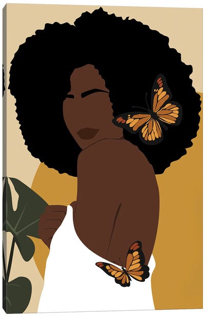 Abstract Afro Girl Butterfly Canvas Art Print - Tysee Ciage