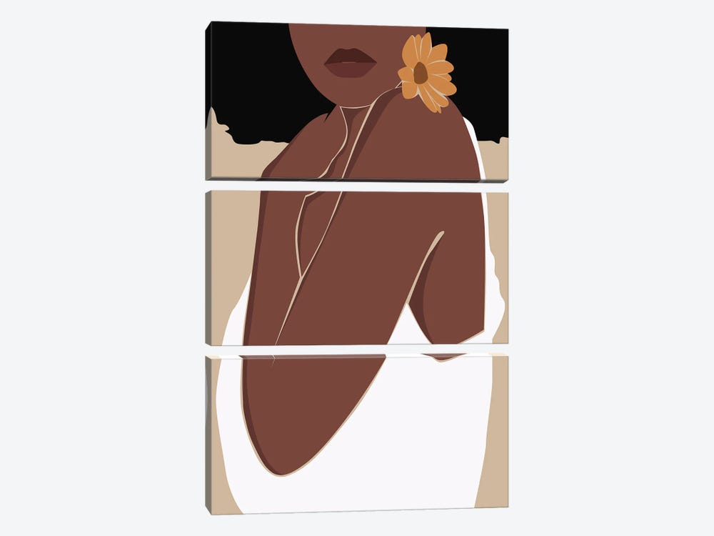 Afro Flower Girl by Tysee Ciage 3-piece Canvas Print