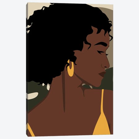 Black Woman Curly Hair Canvas Print #TYC126} by Tysee Ciage Canvas Print
