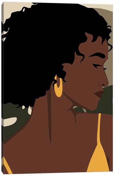 Black Woman Curly Hair Canvas Art Print - Tysee Ciage