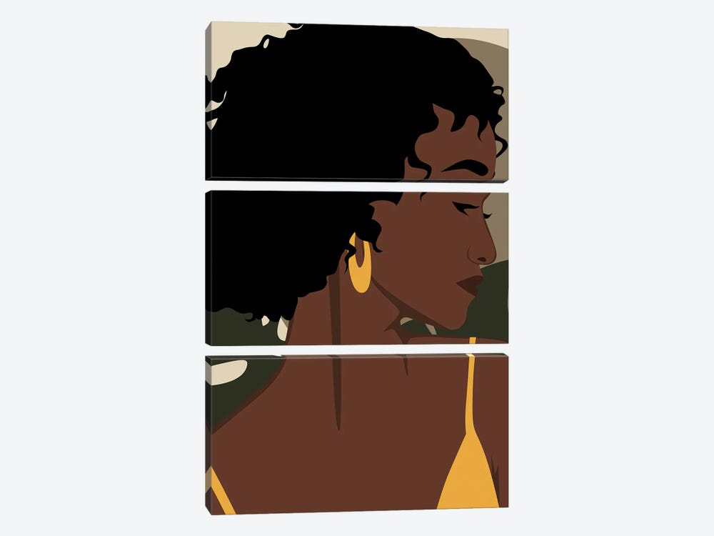Black Woman Curly Hair by Tysee Ciage 3-piece Canvas Art