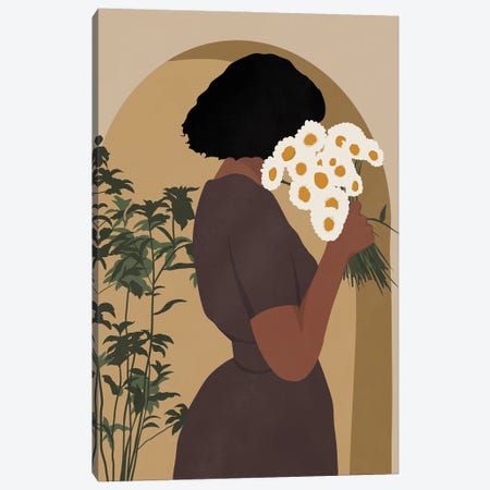 Black Floral Girl Canvas Print #TYC132} by Tysee Ciage Art Print