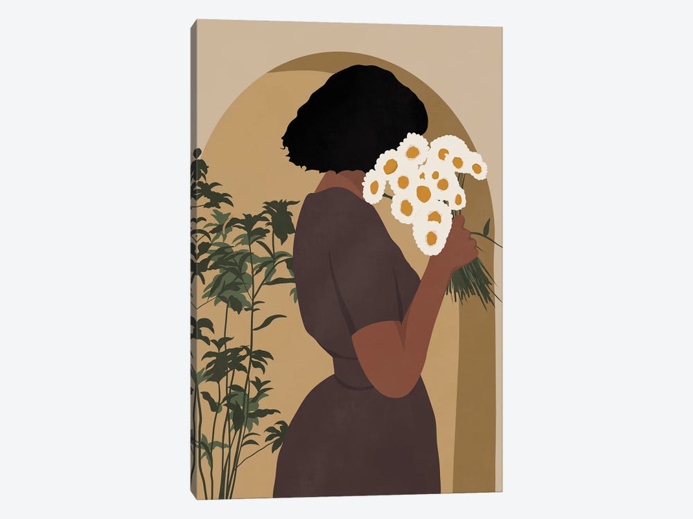 Black Floral Girl by Tysee Ciage 1-piece Canvas Art Print