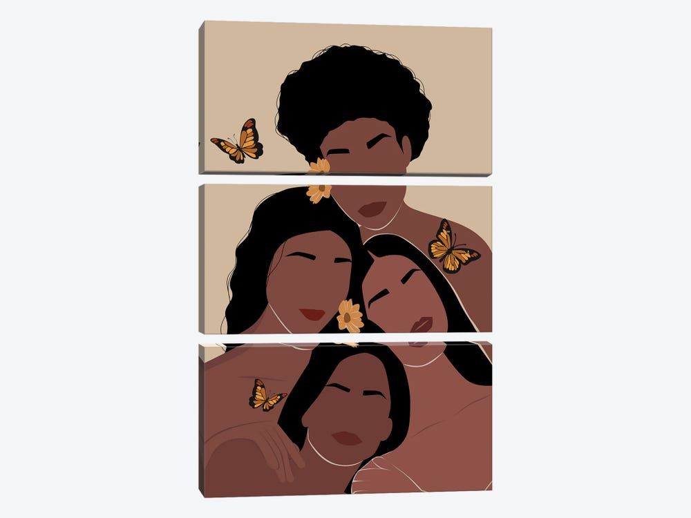 Women And Butterflies by Tysee Ciage 3-piece Canvas Wall Art