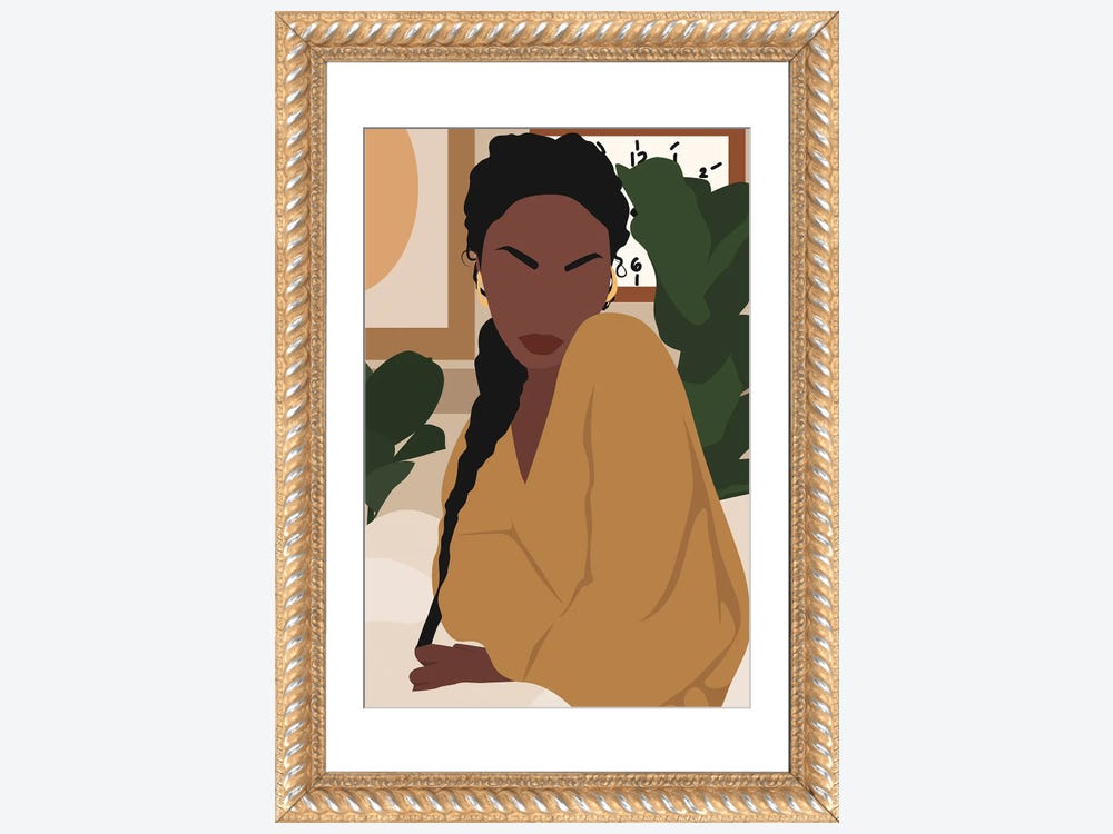 Framed Canvas Art (Gold Floating Frame) - Black Girls Art by Tysee Ciage ( Inspirational & Motivational > Friendship art) - 26x18 in