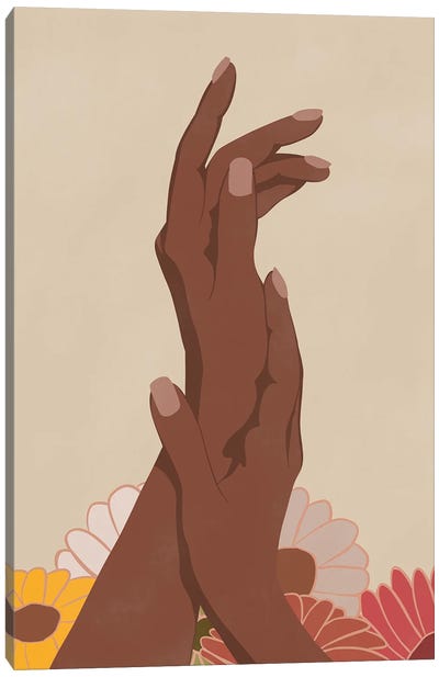 Hands With Colorful Flowers Canvas Art Print - Tysee Ciage