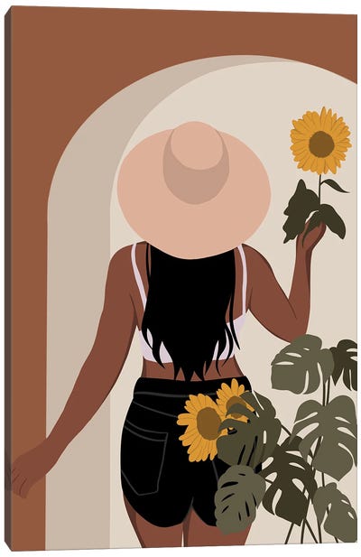 Sunflowers Black Girl Art Canvas Art Print - Tysee Ciage