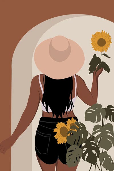 Fine Art Print: Sunflowers Black Girl Art by Tysee Ciage