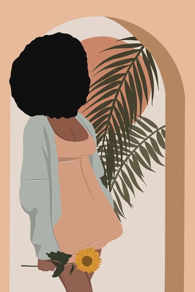 Afro Woman With Flower by Tysee Ciage canvas print