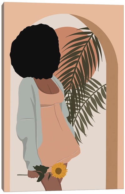 Afro Woman With Flower Canvas Art Print - Tysee Ciage